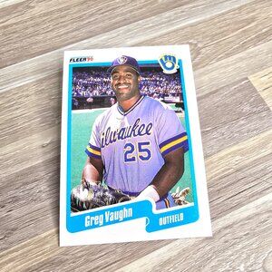 Fleer Baseball Card Greg Vaughn 1990 Brewers No. 339